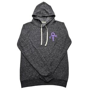 Prince Estate Purple Rain Love Symbol Graphic Hoodie Gray Marl Women Small